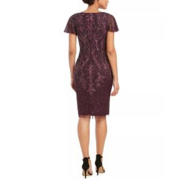 Adrianna Papell Women's Purple Sequin Formal Dress 4 - Picture 3 of 10